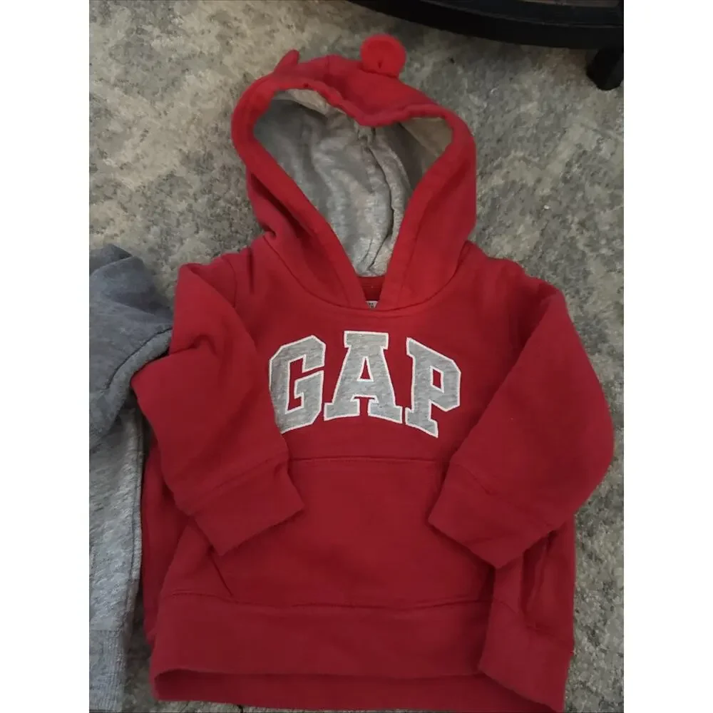 Baby Gap Red Logo Hoodie And Grey Zip Up Hoodie 12-18mo